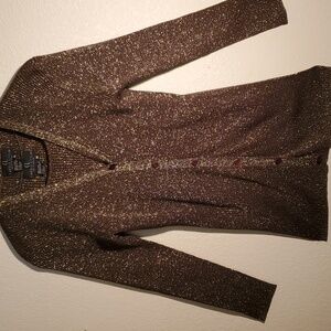 ✳️DARK OLIVE GREEN & GOLD METALLIC KNIT JACKET - SIZE XL